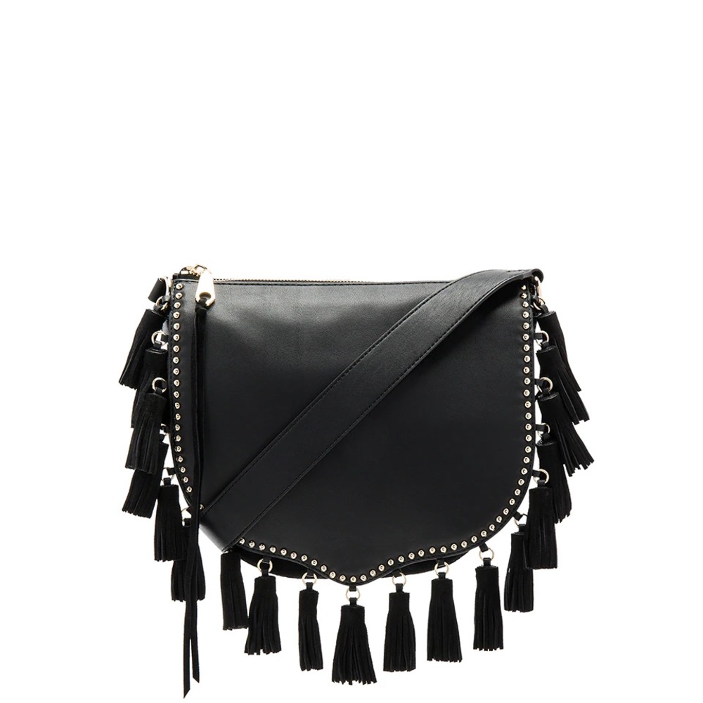 Rebecca Minkoff Large Multi Tassel Saddle Bag in Black